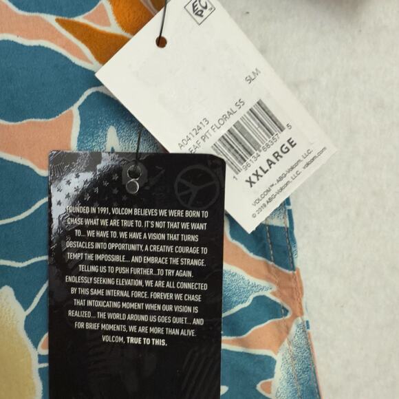 Volcom Mens Button Up Shirt XXL Leaf Pit Floral Short Sleeve Classic Fit - Picture 9 of 12